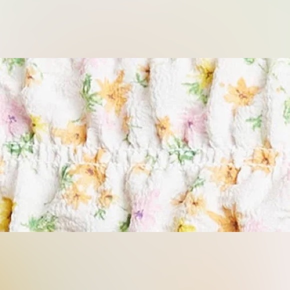 NWT Elodie Floral Square Neck Smocked Puff Sleeve Pink Orange Crop Top- Sz Large - Picture 5 of 9